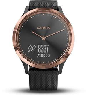 Смарт-годинник Garmin vivomove HR Sport Rose Gold Stainless Steel Bezel with Black Case and Silicone Band (010-01850-26)