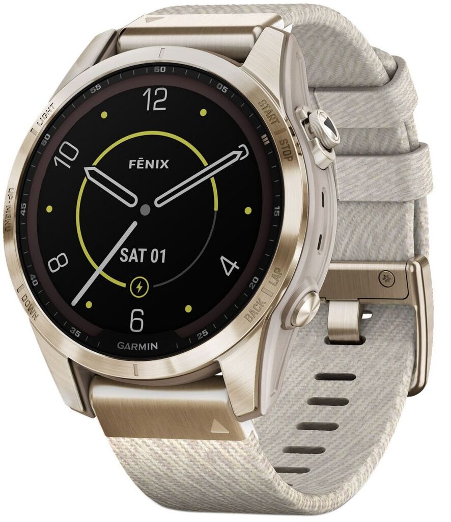 

Смарт-часы Garmin fenix 7S Sapphire Solar Cream Gold Titanium with Cream Nylon (010-02539-39), 010-02539-39